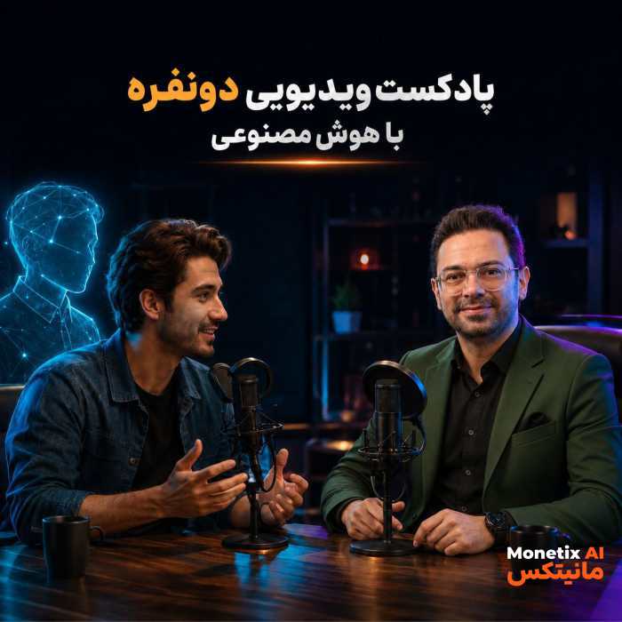 پادکست ویدیویی دو نفره با AI، بدون استودیو؟! 😳🎙️ پادکست ویدیویی دو نفره با AI، بدون استودیو؟! 😳🎙️