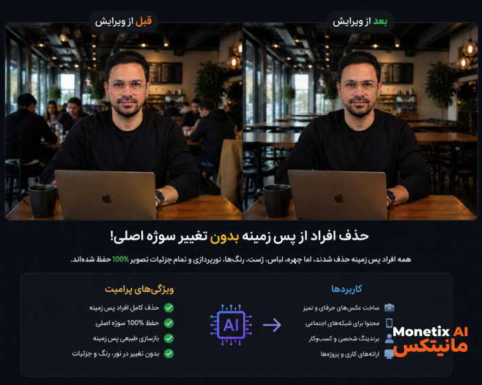 🎯 حذف افراد از پس‌زمینه، بدون تغییر سوژه اصلی!